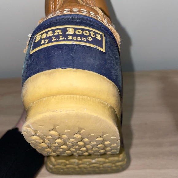 L.L.Bean Women's Bean Boots, 8" Tan/Navy - Picture 7 of 10